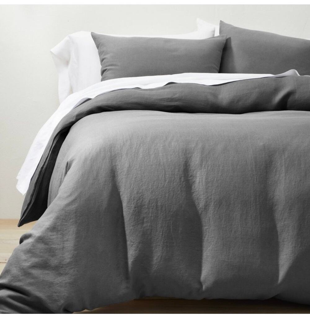 NEW! Linden Street Full/Queen Solana Linen Blend 3PC Duvet Set Gray